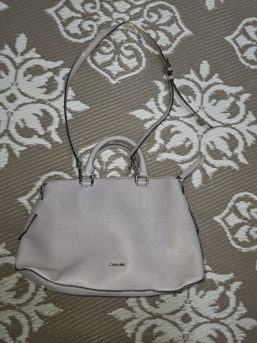 Calvin Klein Pale Blush Leather Satchel with Crossbody Strap